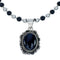 Native American Navajo Onyx Sterling Silver Bead Necklace X11195